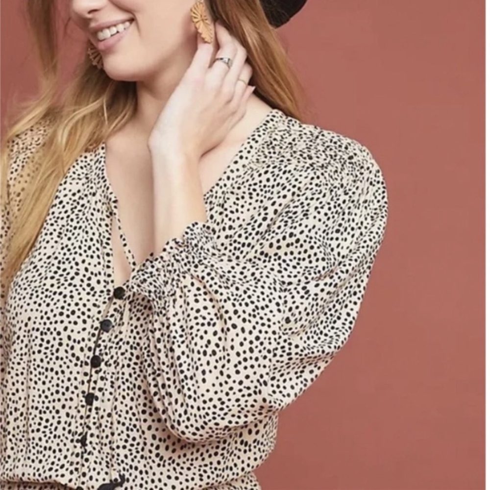 Anthropologie Beachgold Chelsea Romper Animal Print Tan/Black Spot Boho Sz XS - Picture 3 of 10